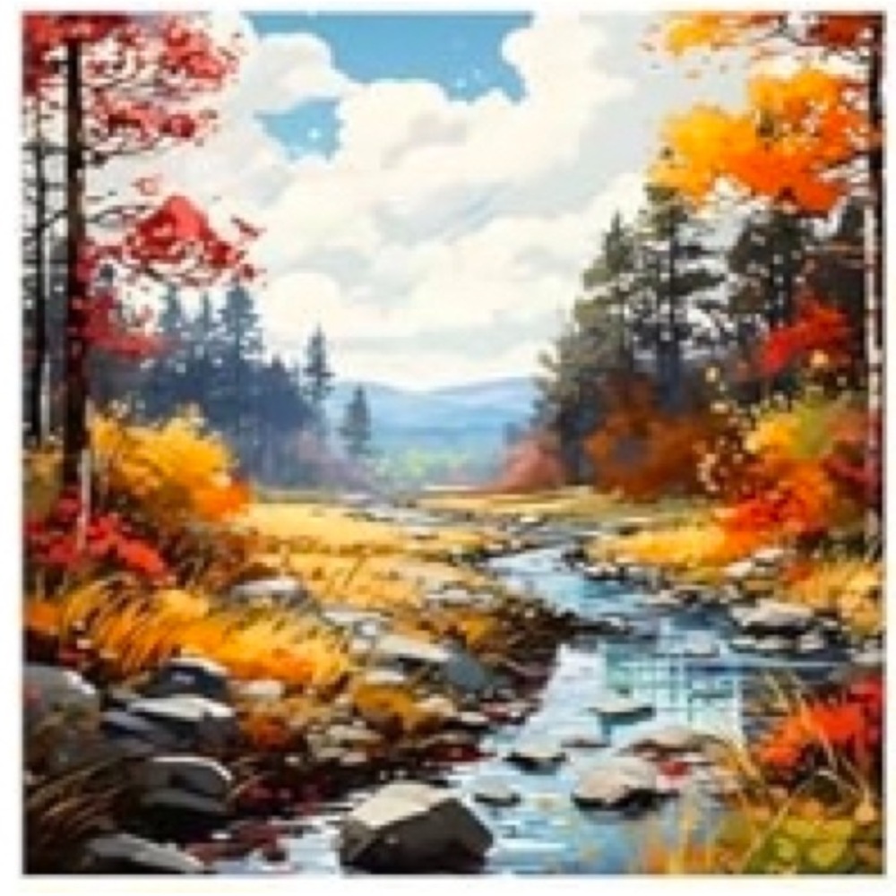 Autumn Landscape DIY Diamond Painting Kit Red Orange and Yellow Size 30x30cm